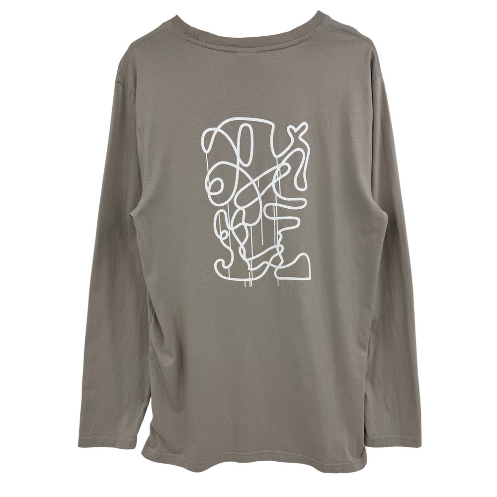 Keith Haring Long Sleeve Graphic T-Shirt Mens 115 Taupe Brown Line Art Doodle